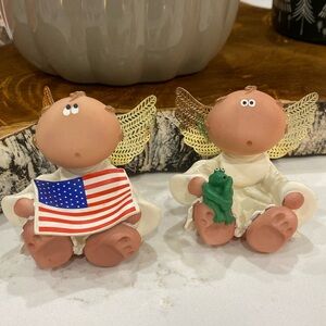 Set of Angel Cheeks by Kirks Kritters Russ with Singing Frog & God Bless America